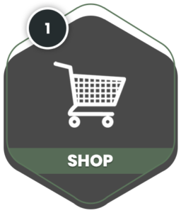 shopping cart icon with text and background design