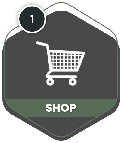 shopping cart icon with text and background design