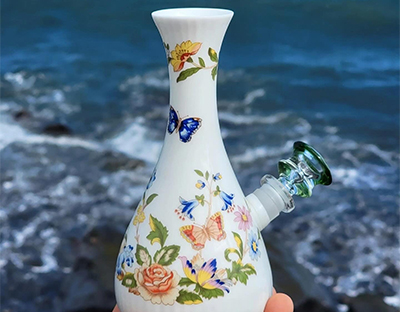 ceramic bong with flower design