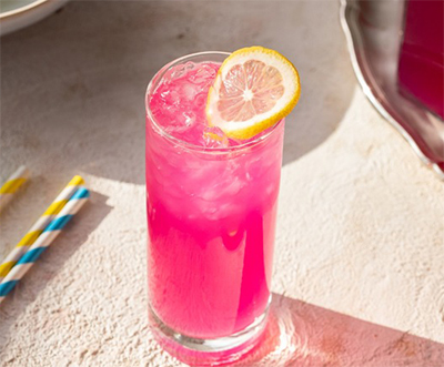 pink lemonade in glass