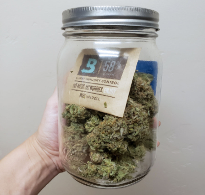 cannabis in glass jar