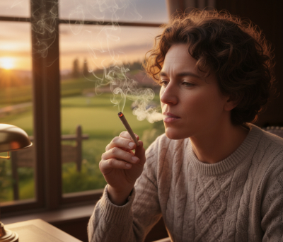 person smoking cannabis joint