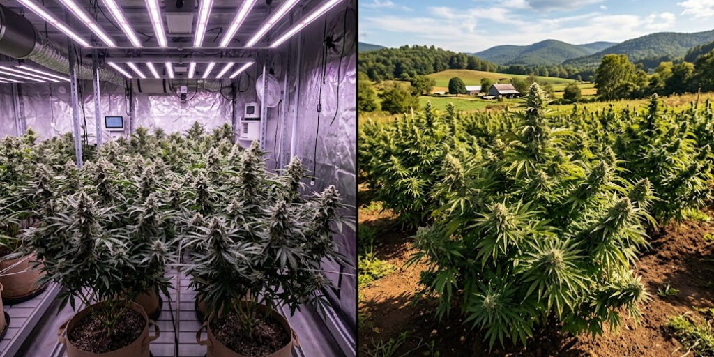 cannabis growing indoor and outdoor