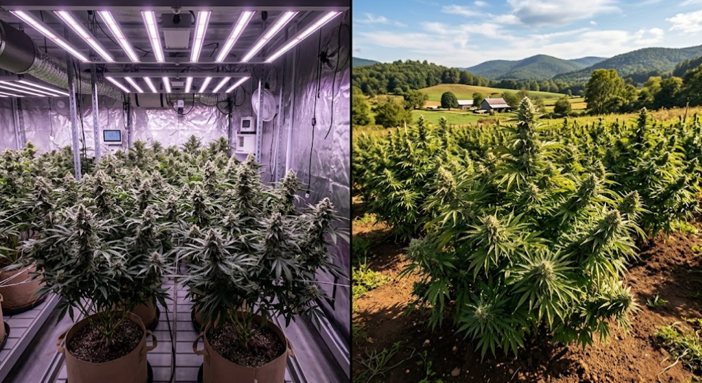 cannabis growing indoor and outdoor